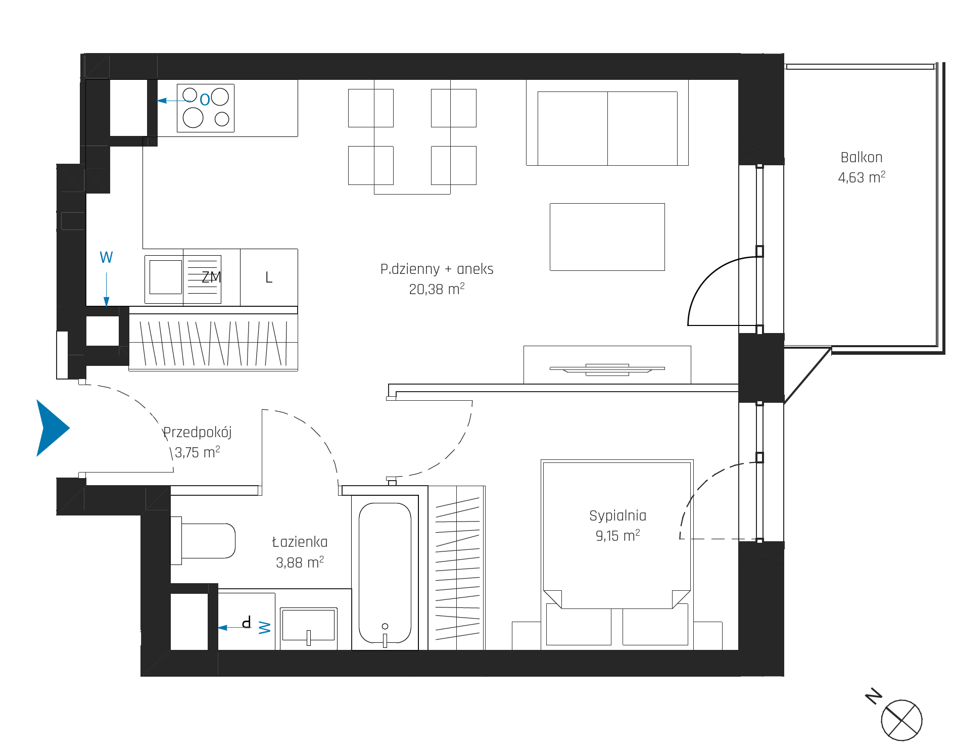 Plan 2 pok. 37m²