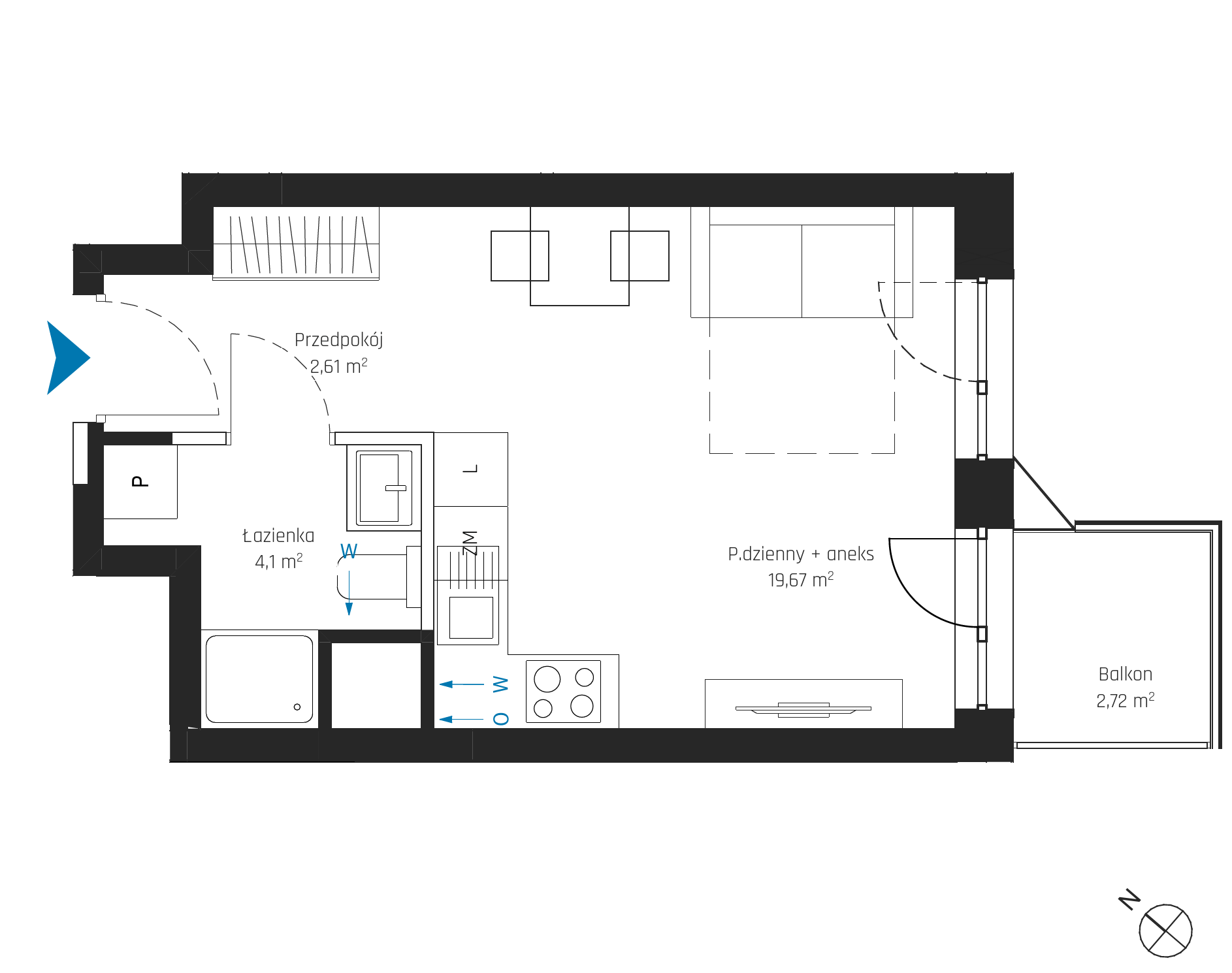 Plan 1 pok. 26m²