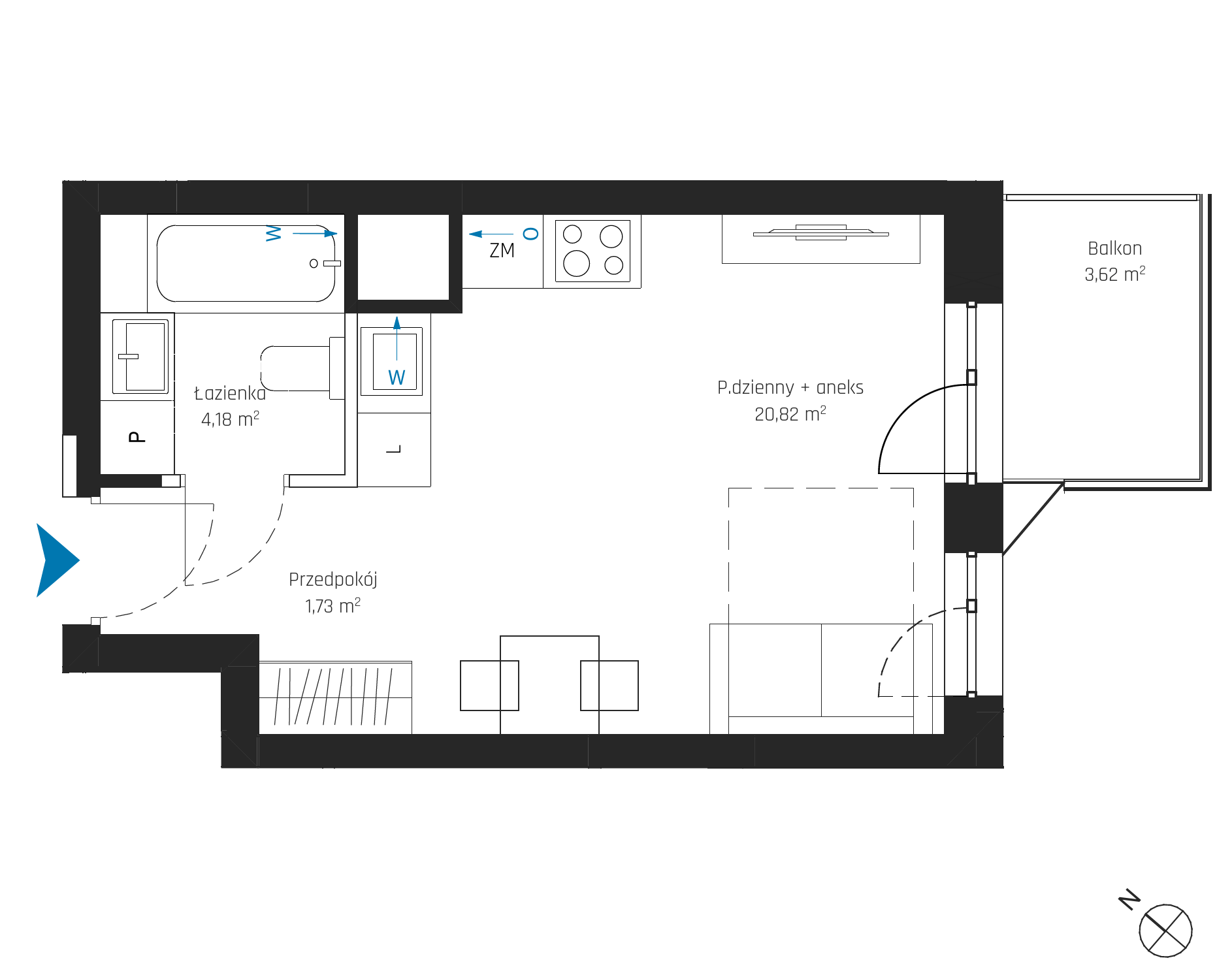 Plan 1 pok. 27m²