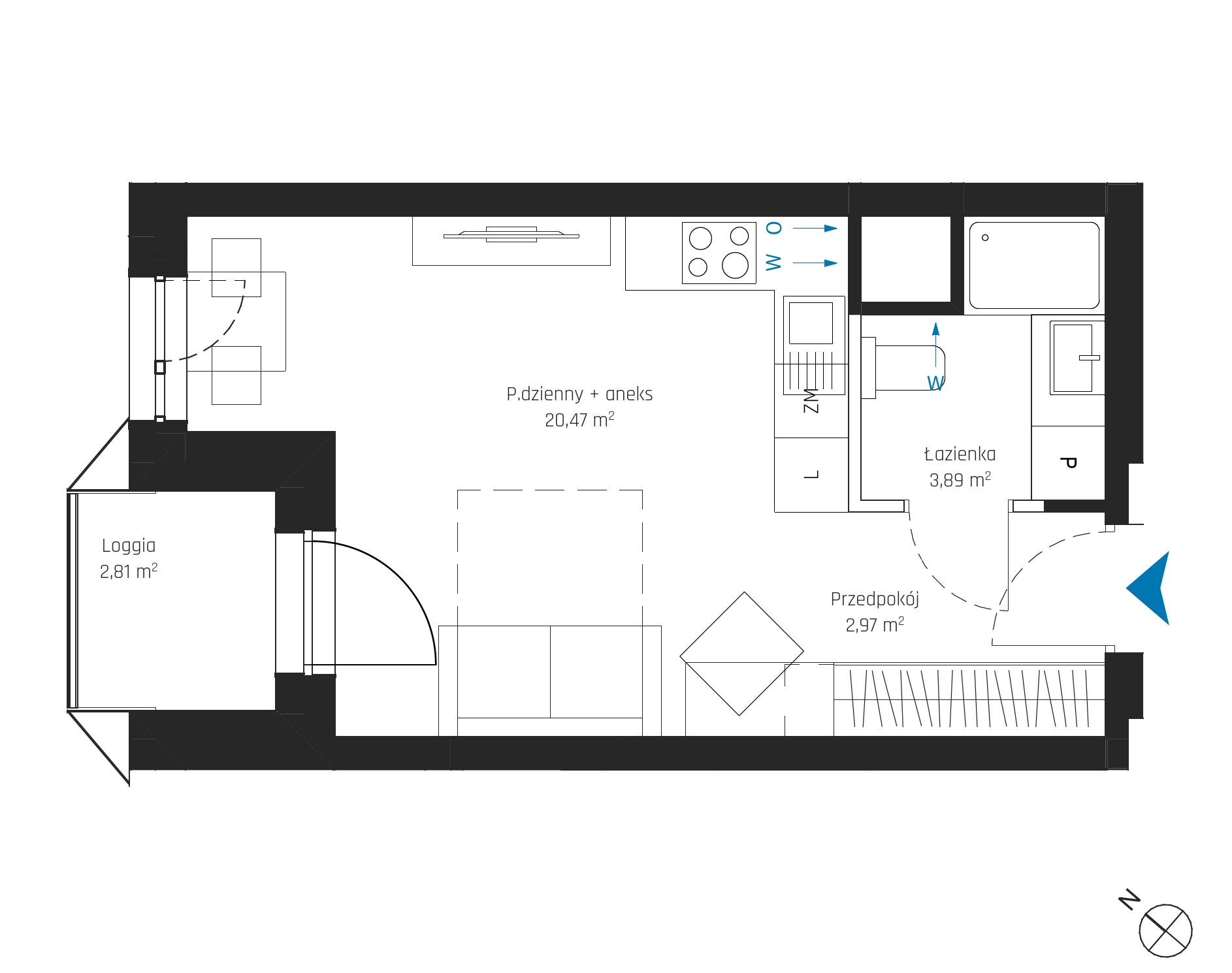 Plan 1 pok. 27m²
