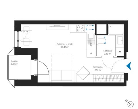 Plan 1 pok. 27m²