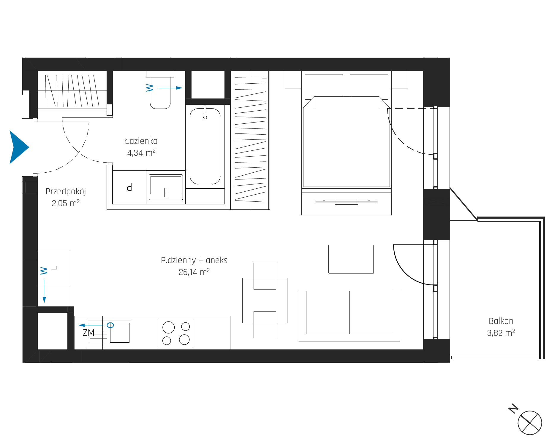 Plan 1 pok. 33m²
