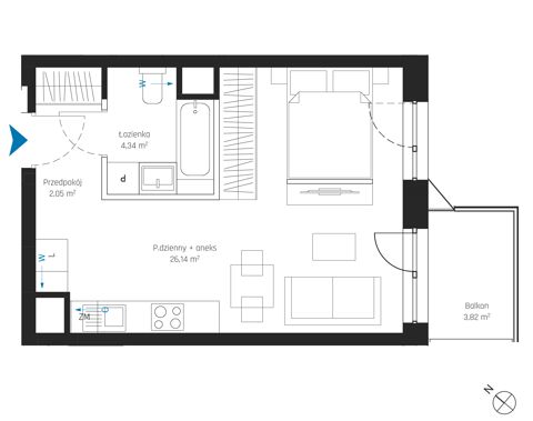 Plan 1 pok. 33m²