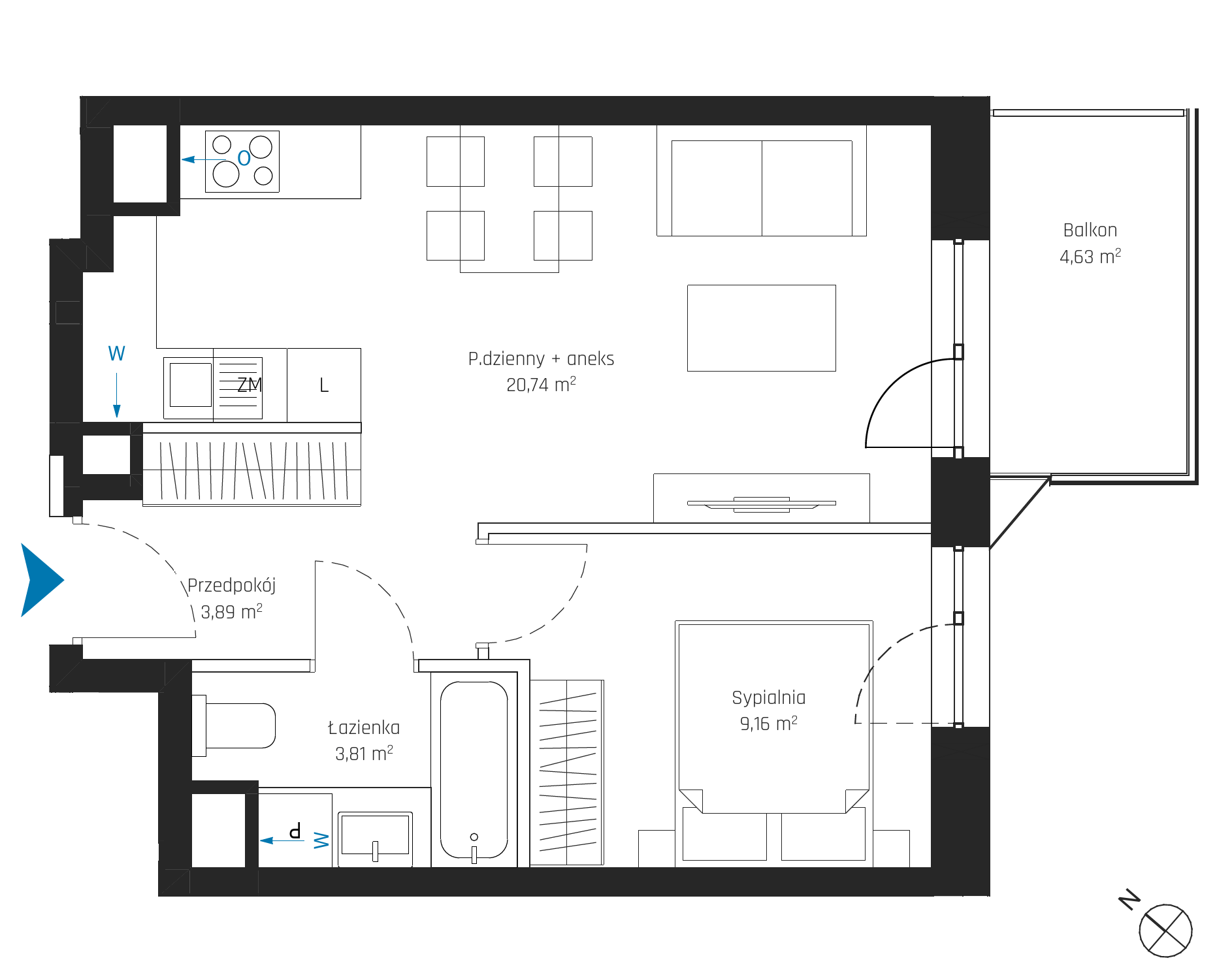 Plan 2 pok. 38m²