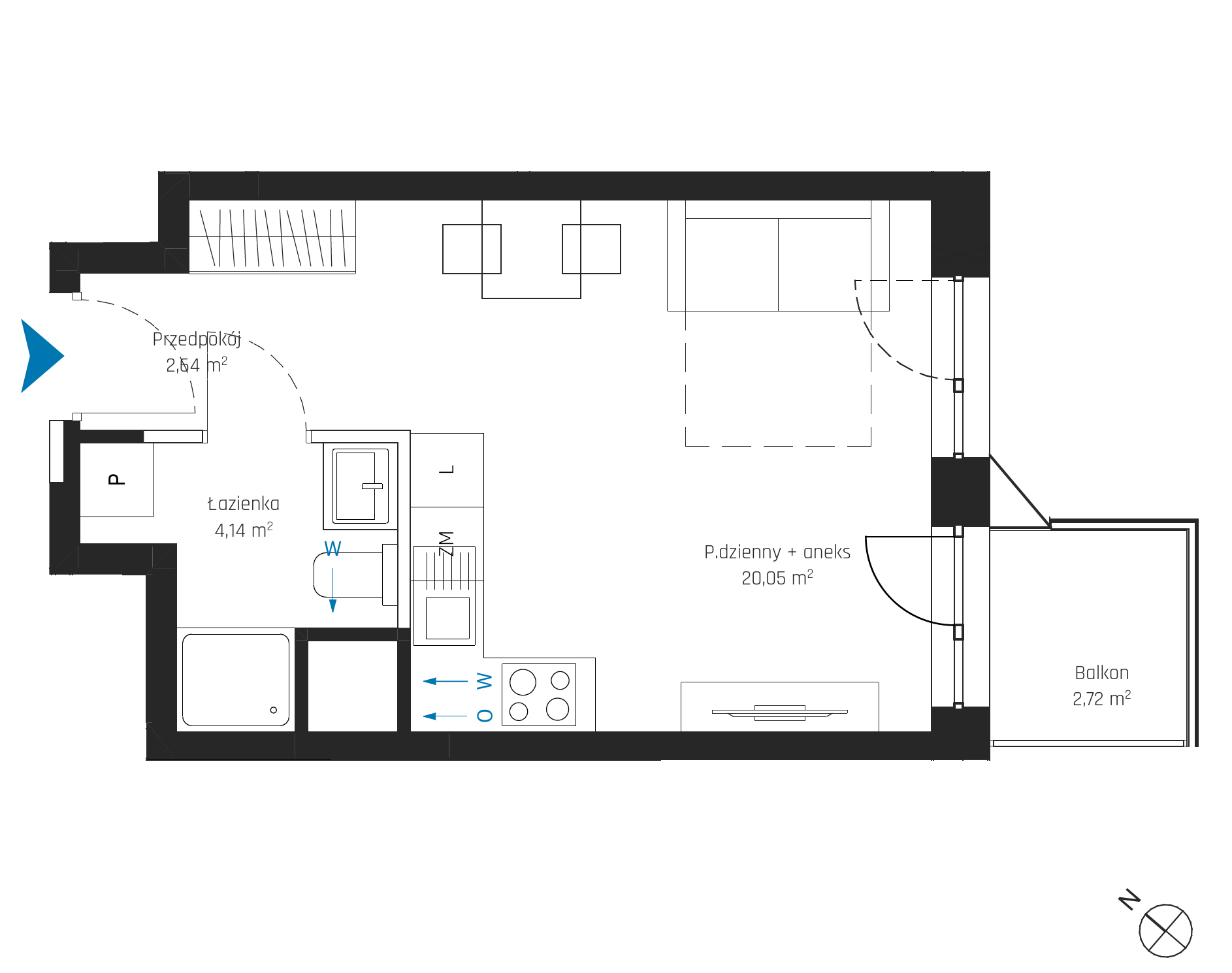 Plan 1 pok. 27m²