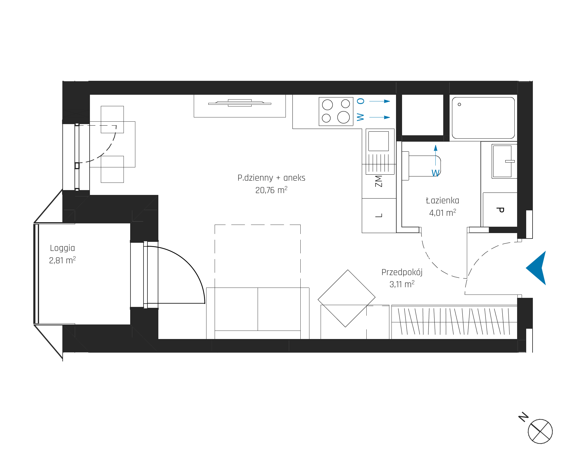 Plan 1 pok. 28m²