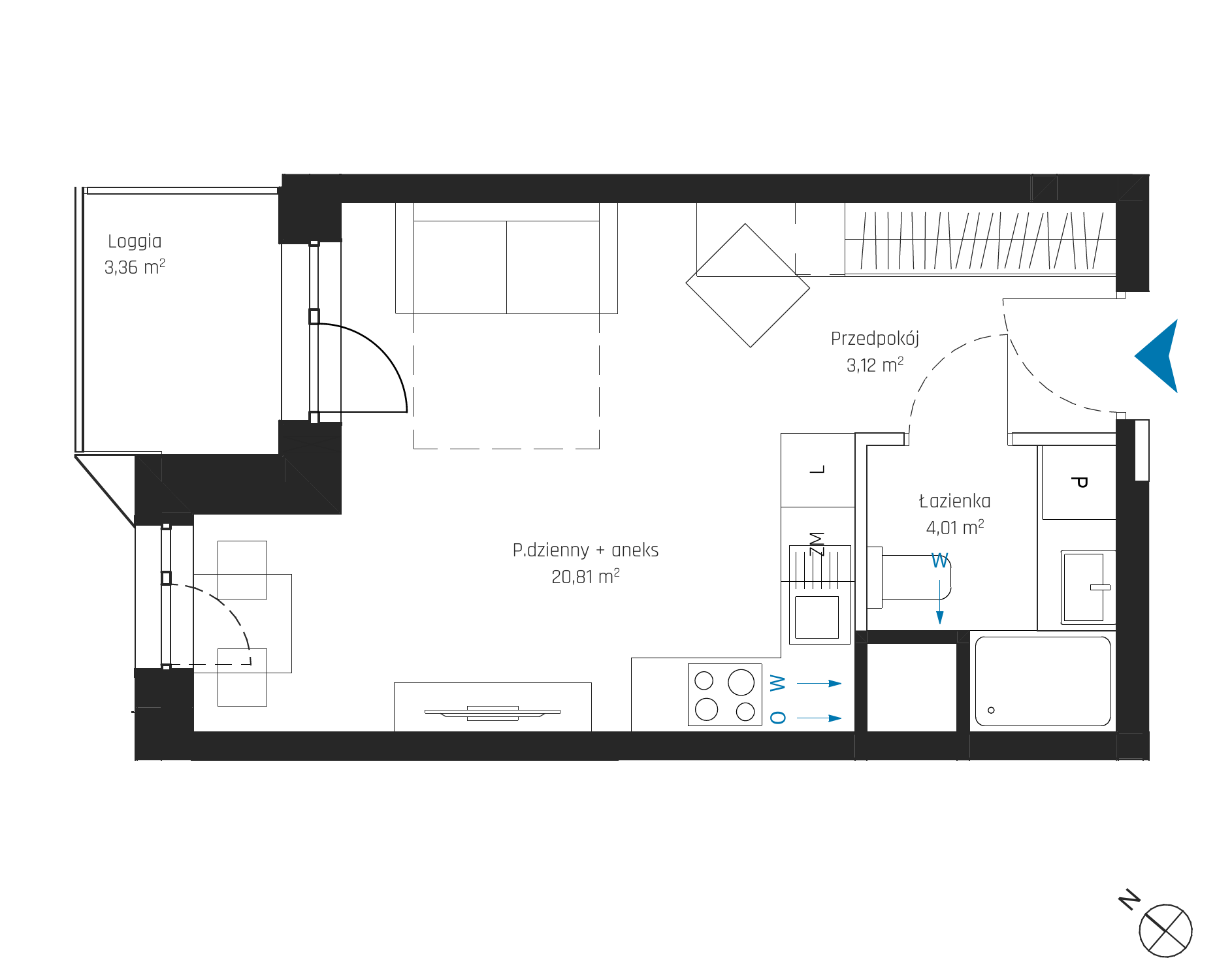 Plan 1 pok. 28m²