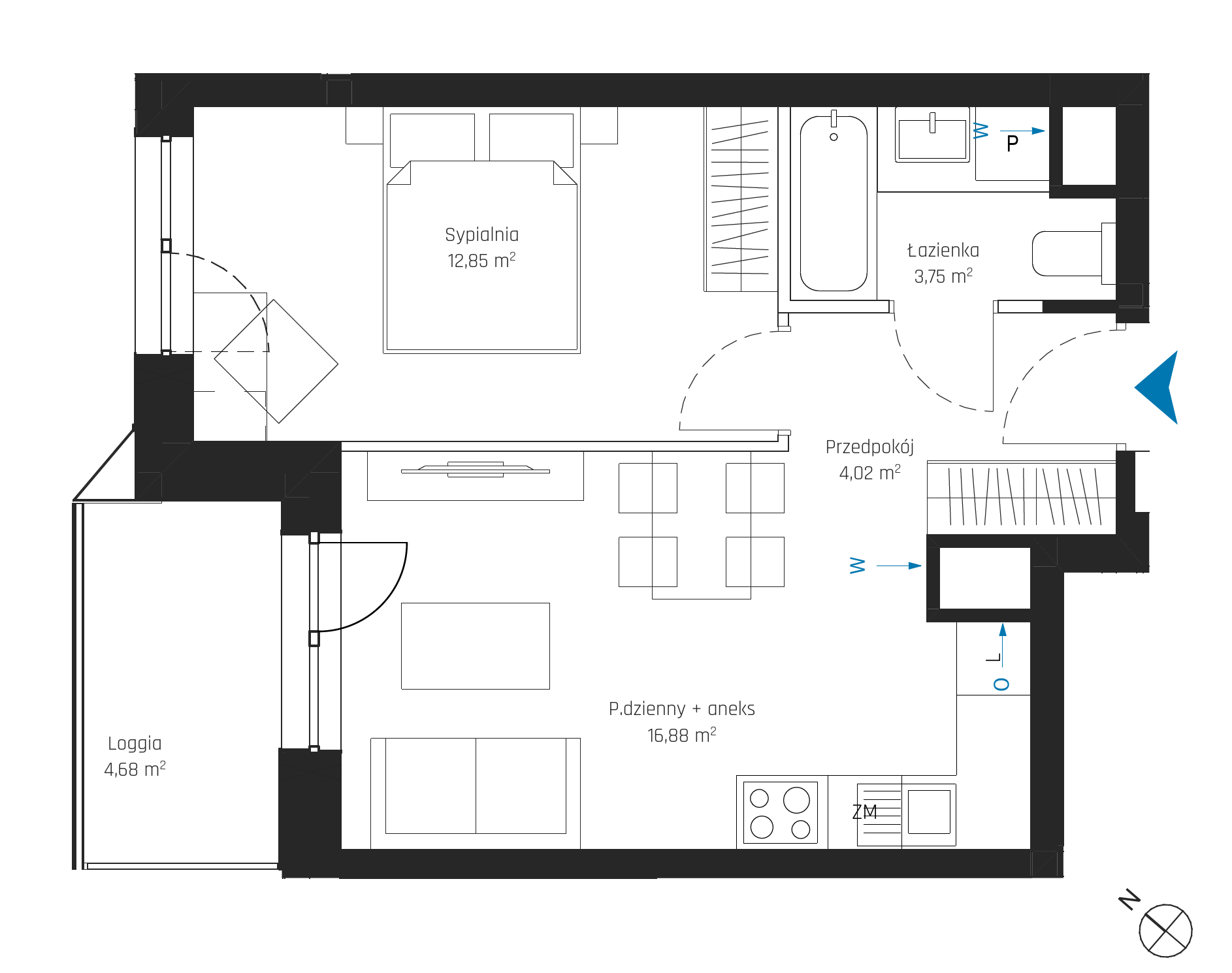 Plan 2 pok. 37m²