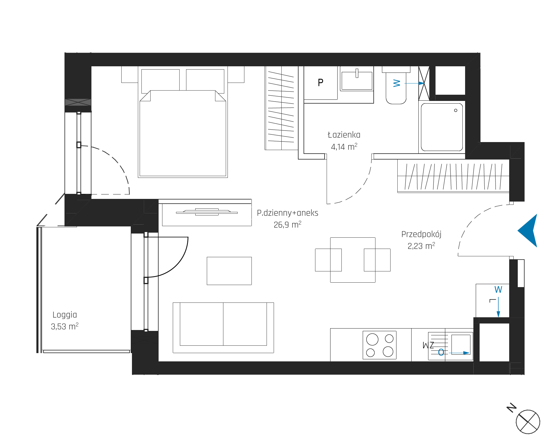 Plan 1 pok. 33m²