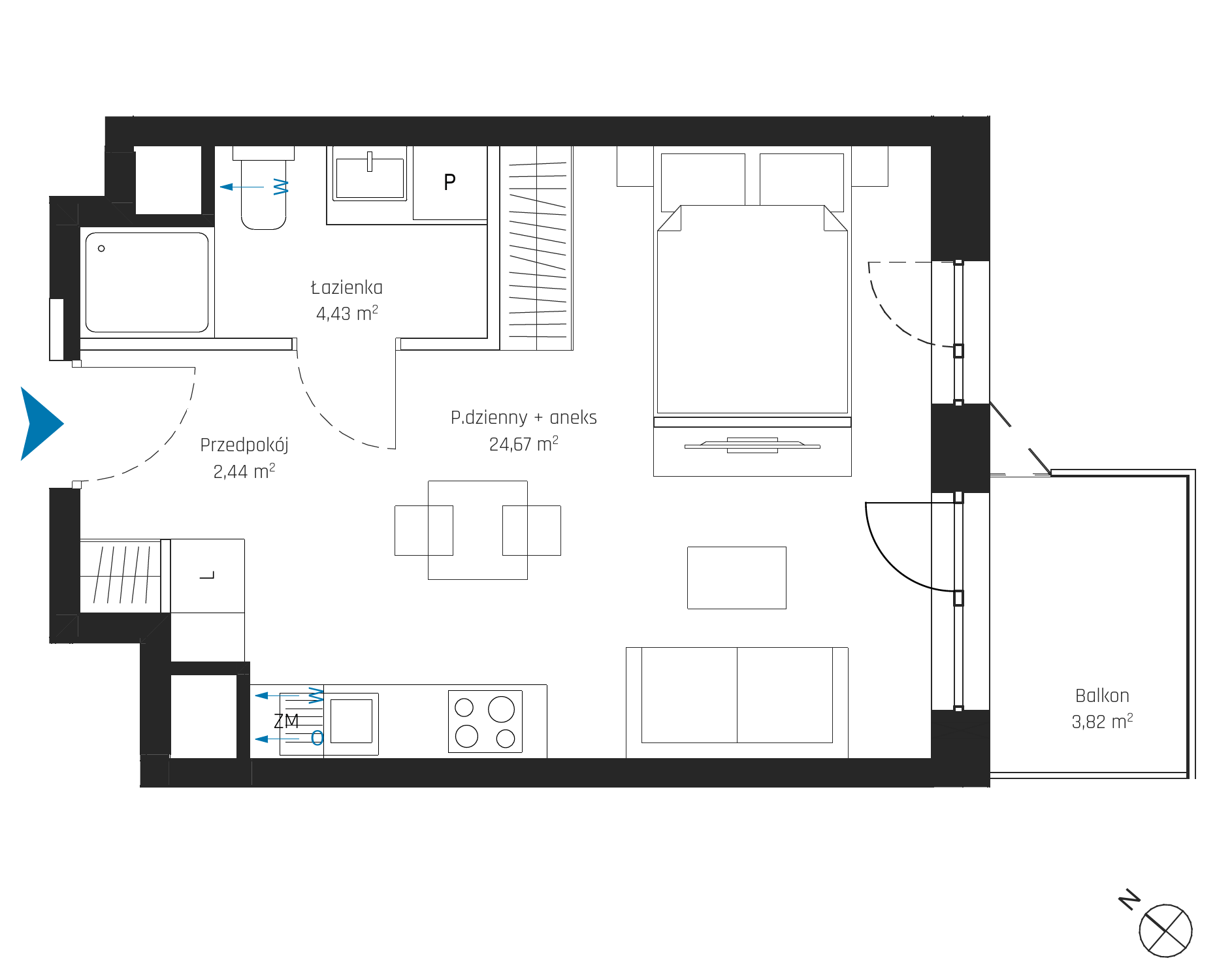 Plan 1 pok. 32m²