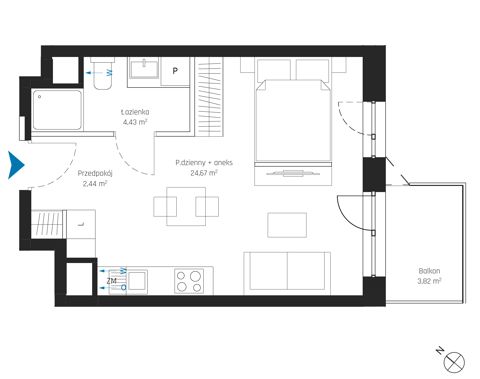 Plan 1 pok. 32m²