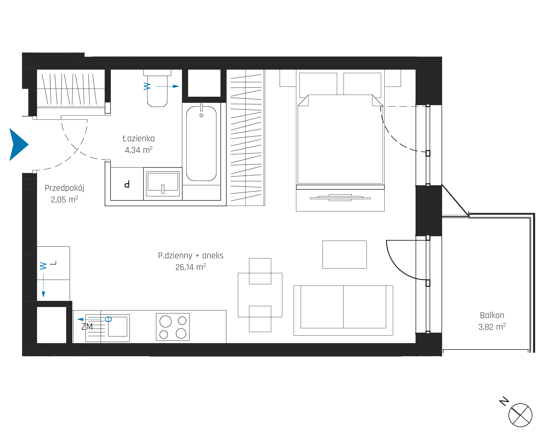 Plan 1 pok. 33m²