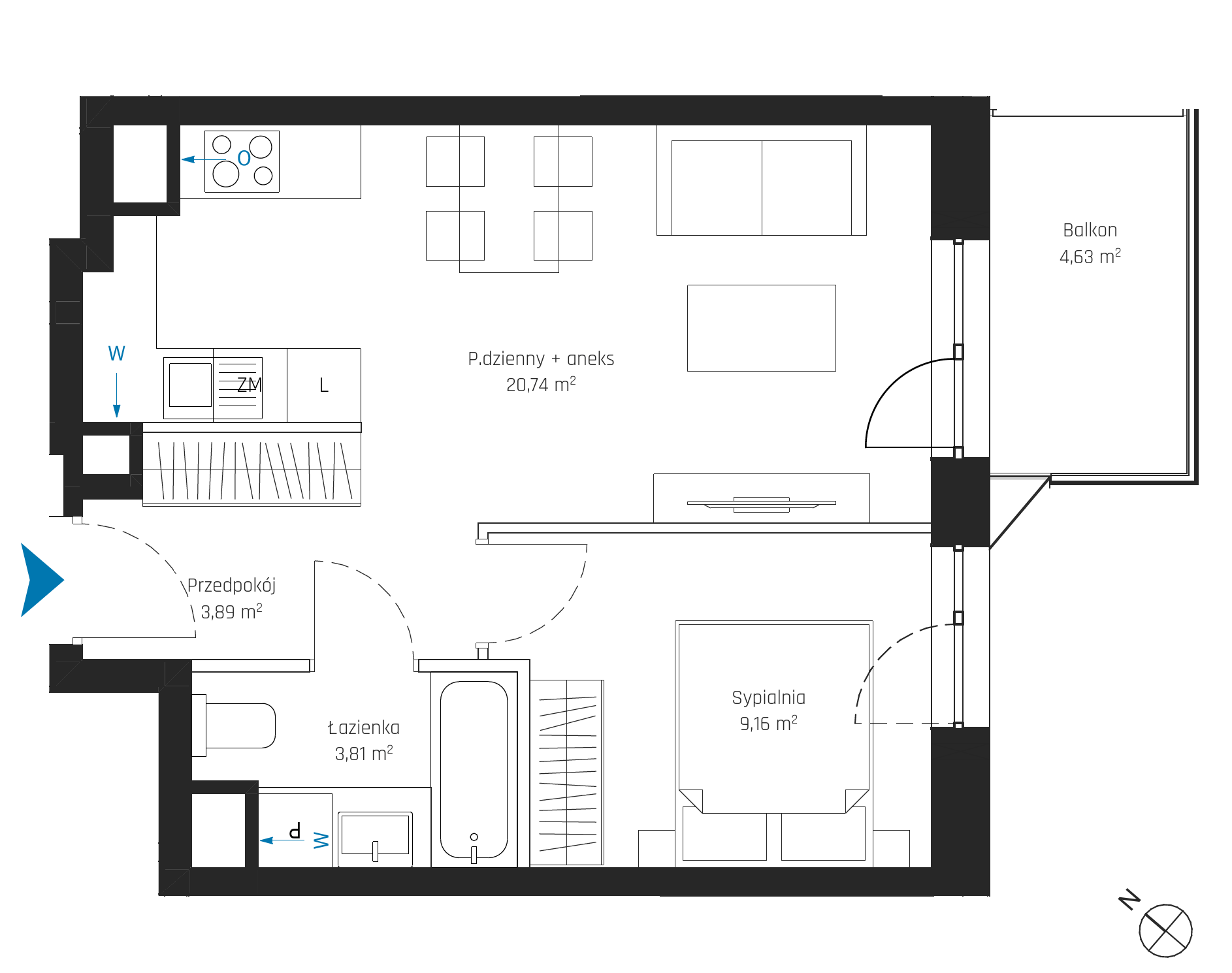 Plan 2 pok. 38m²
