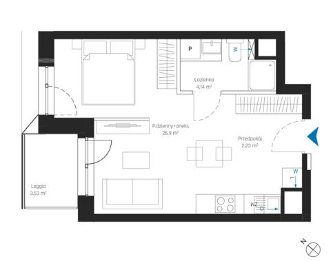 Plan 1 pok. 33m²
