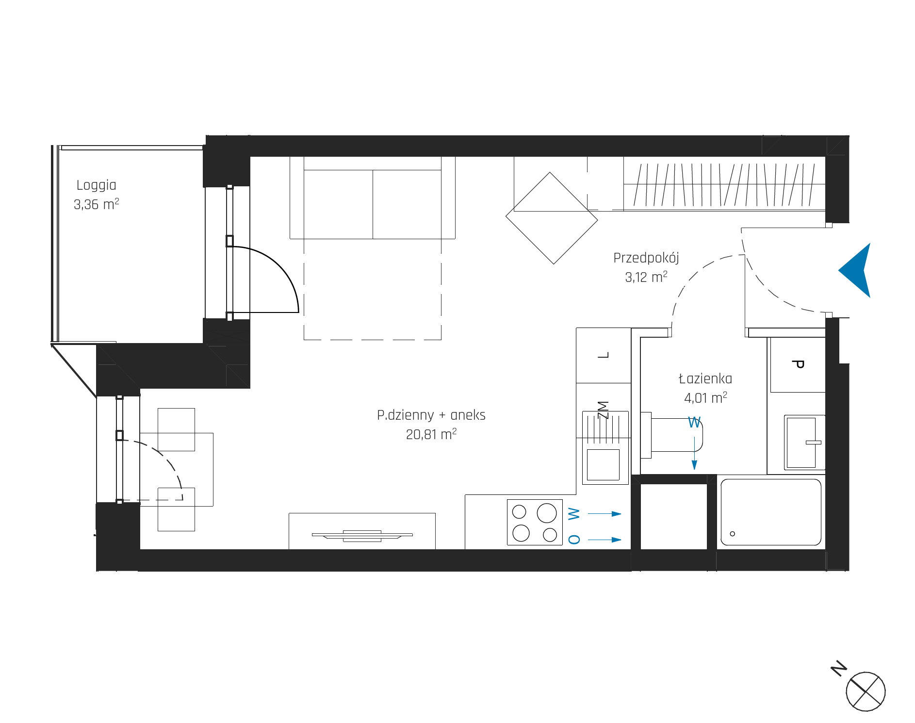 Plan 1 pok. 28m²