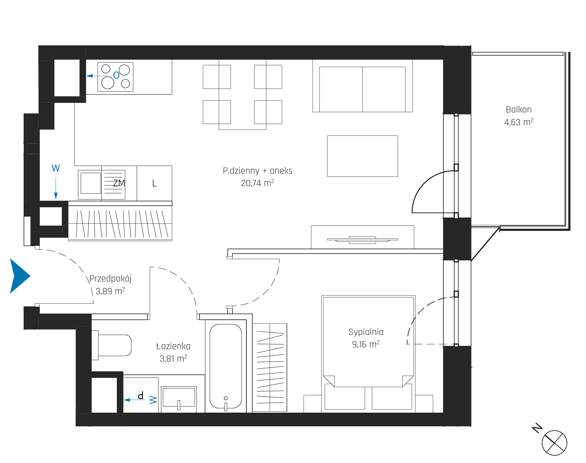 Plan 2 pok. 38m²