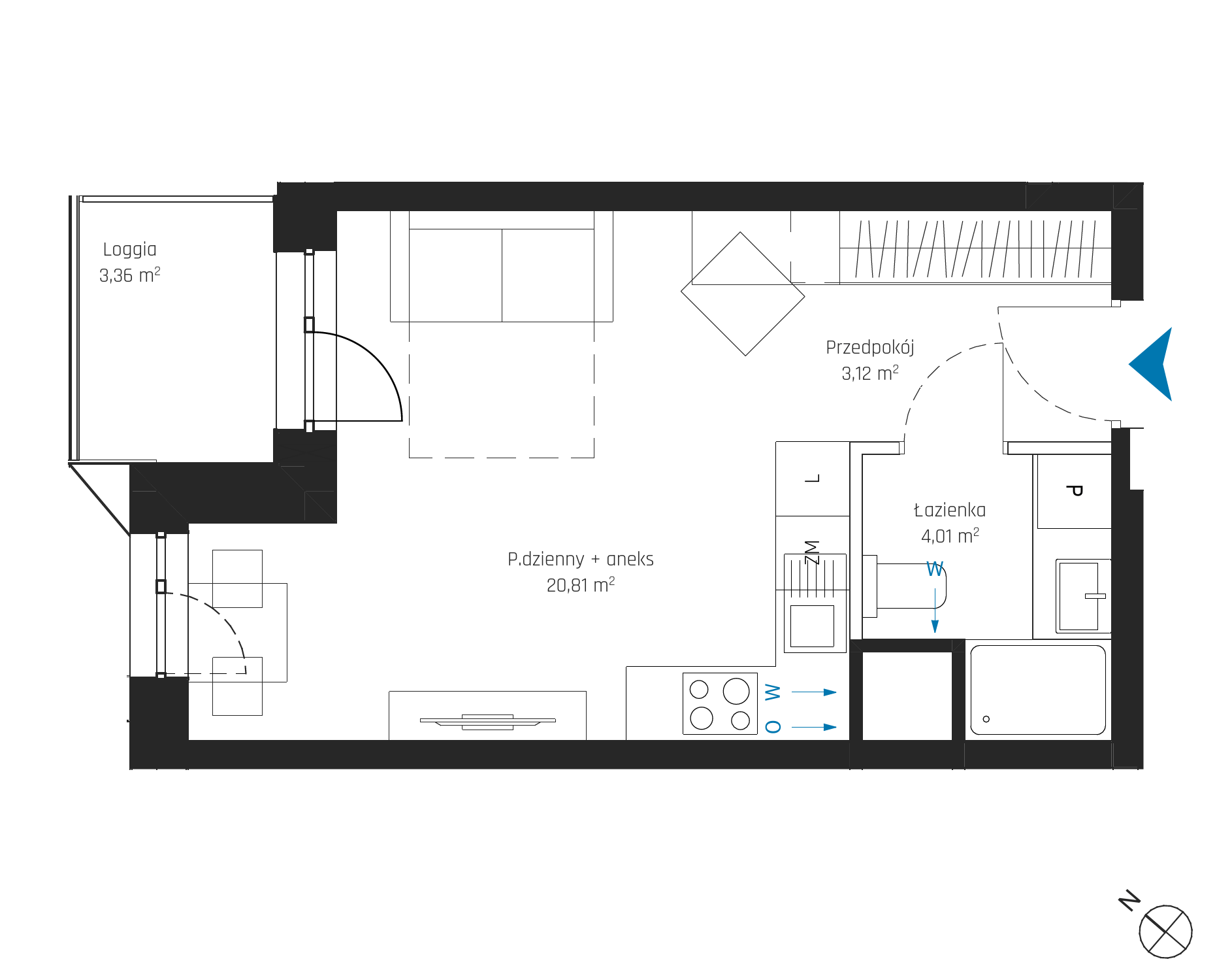 Plan 1 pok. 28m²
