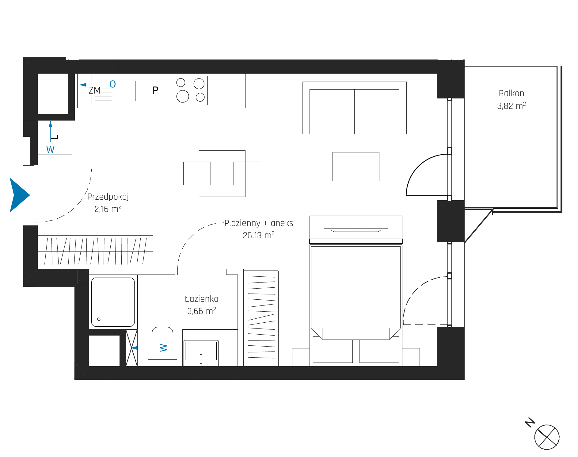 Plan 1 pok. 32m²