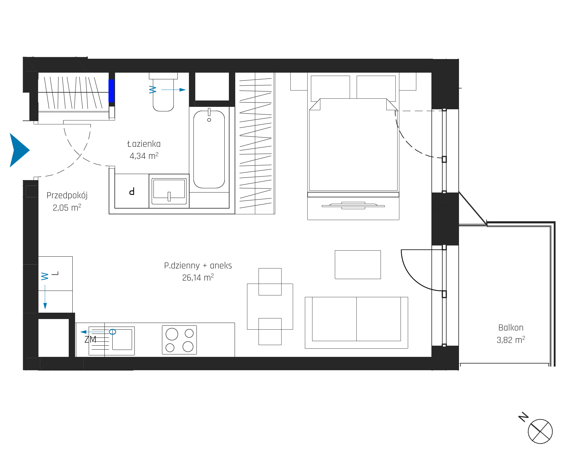 Plan 1 pok. 33m²