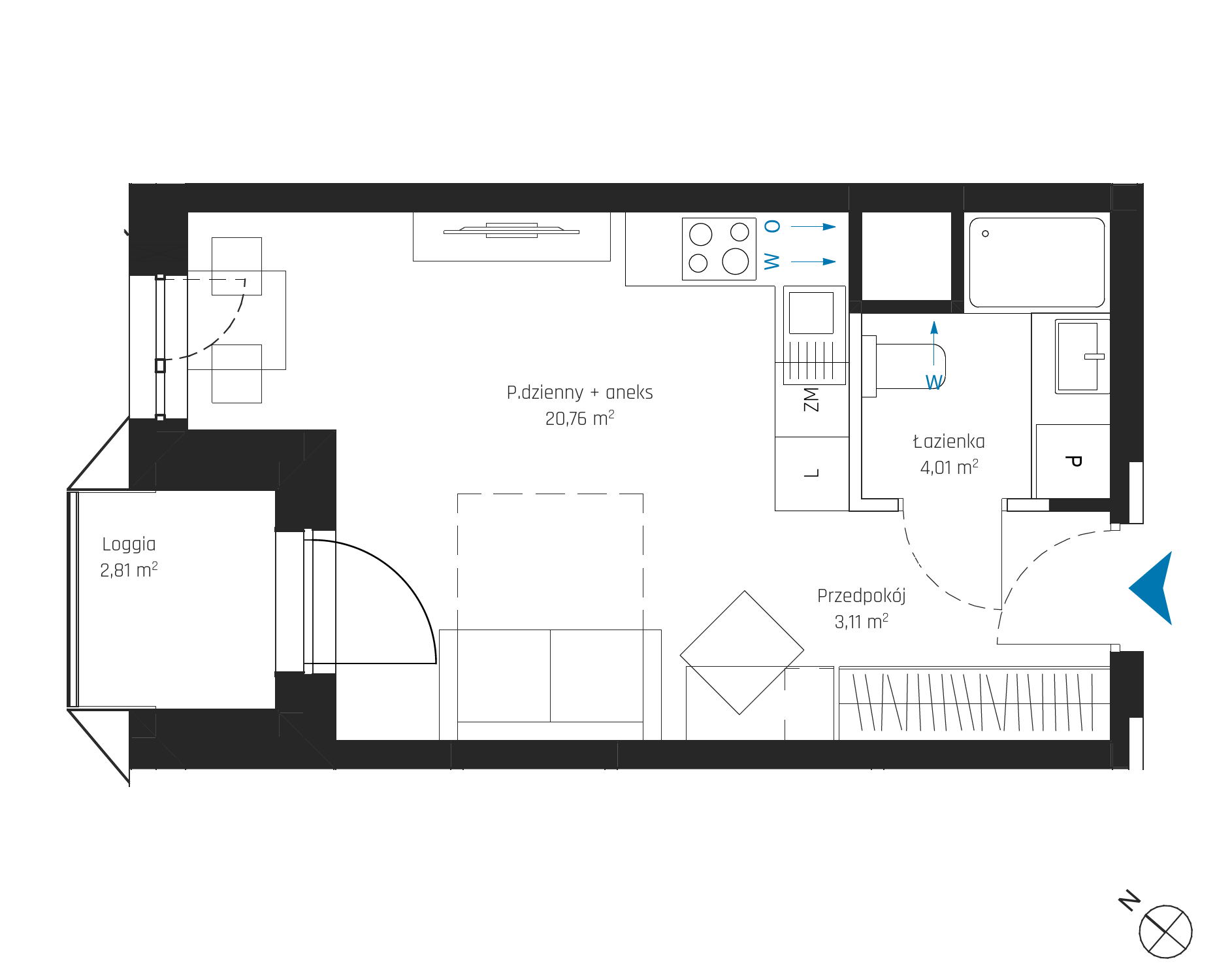 Plan 1 pok. 28m²