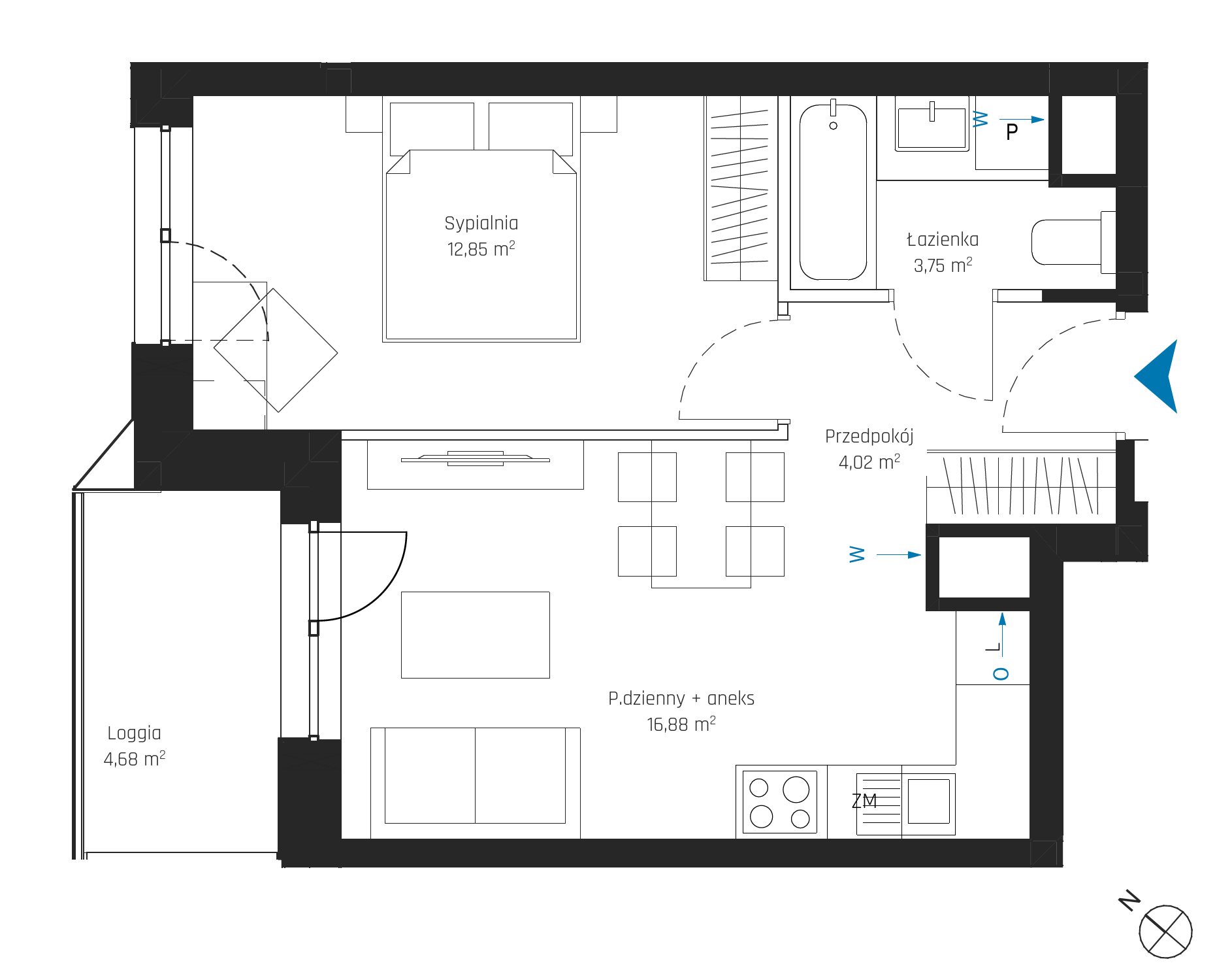 Plan 2 pok. 37m²