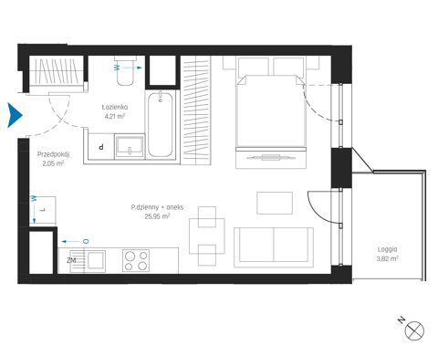 Plan 1 pok. 32m²