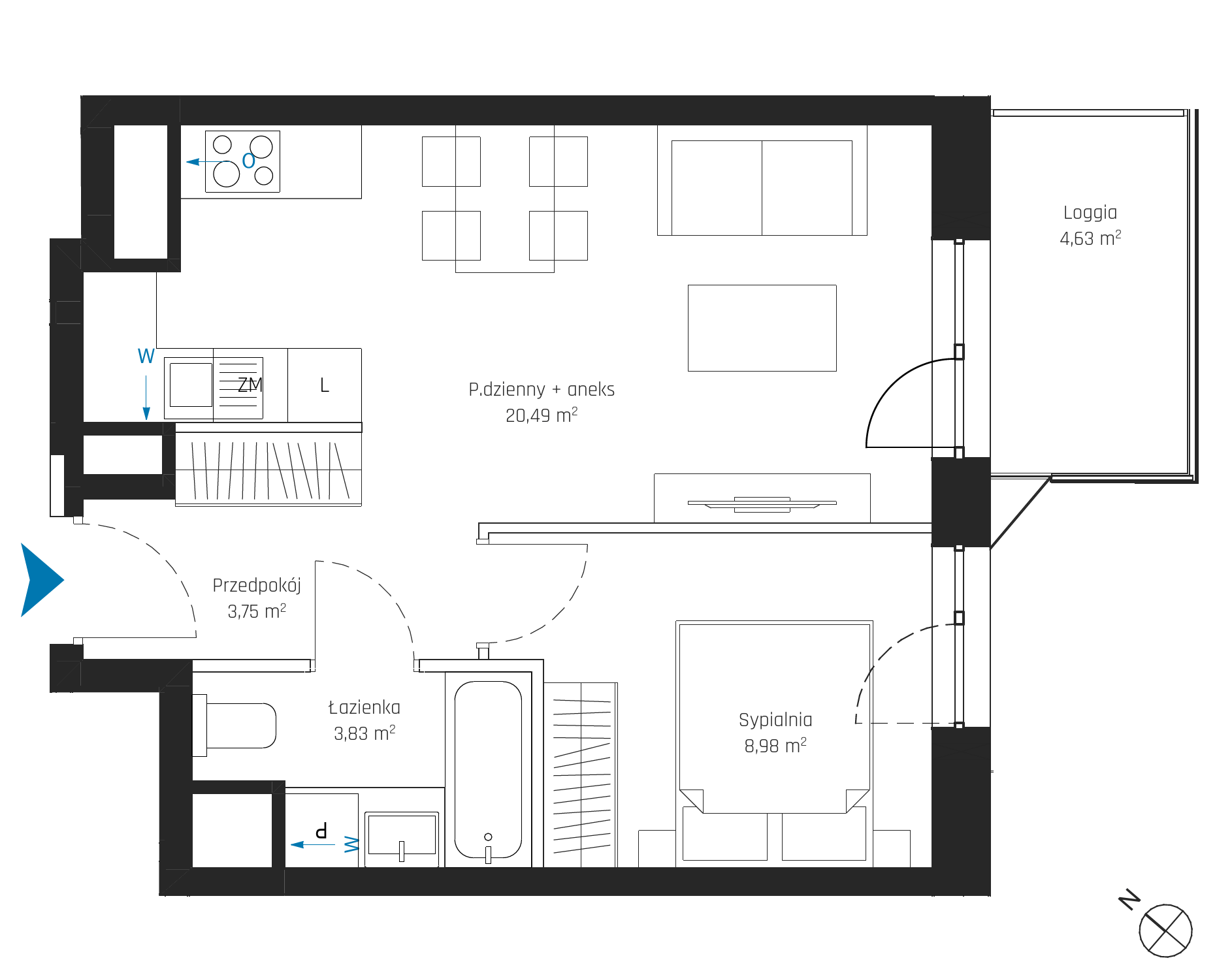 Plan 2 pok. 37m²