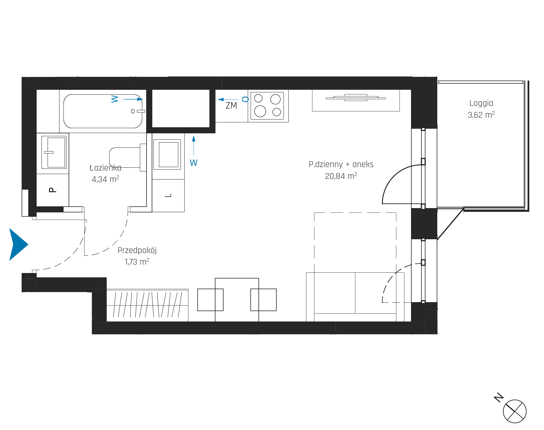 Plan 1 pok. 27m²