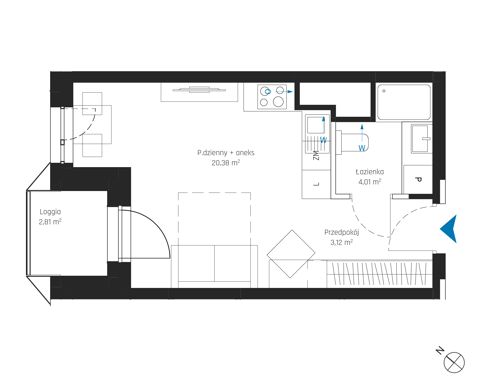 Plan 1 pok. 28m²