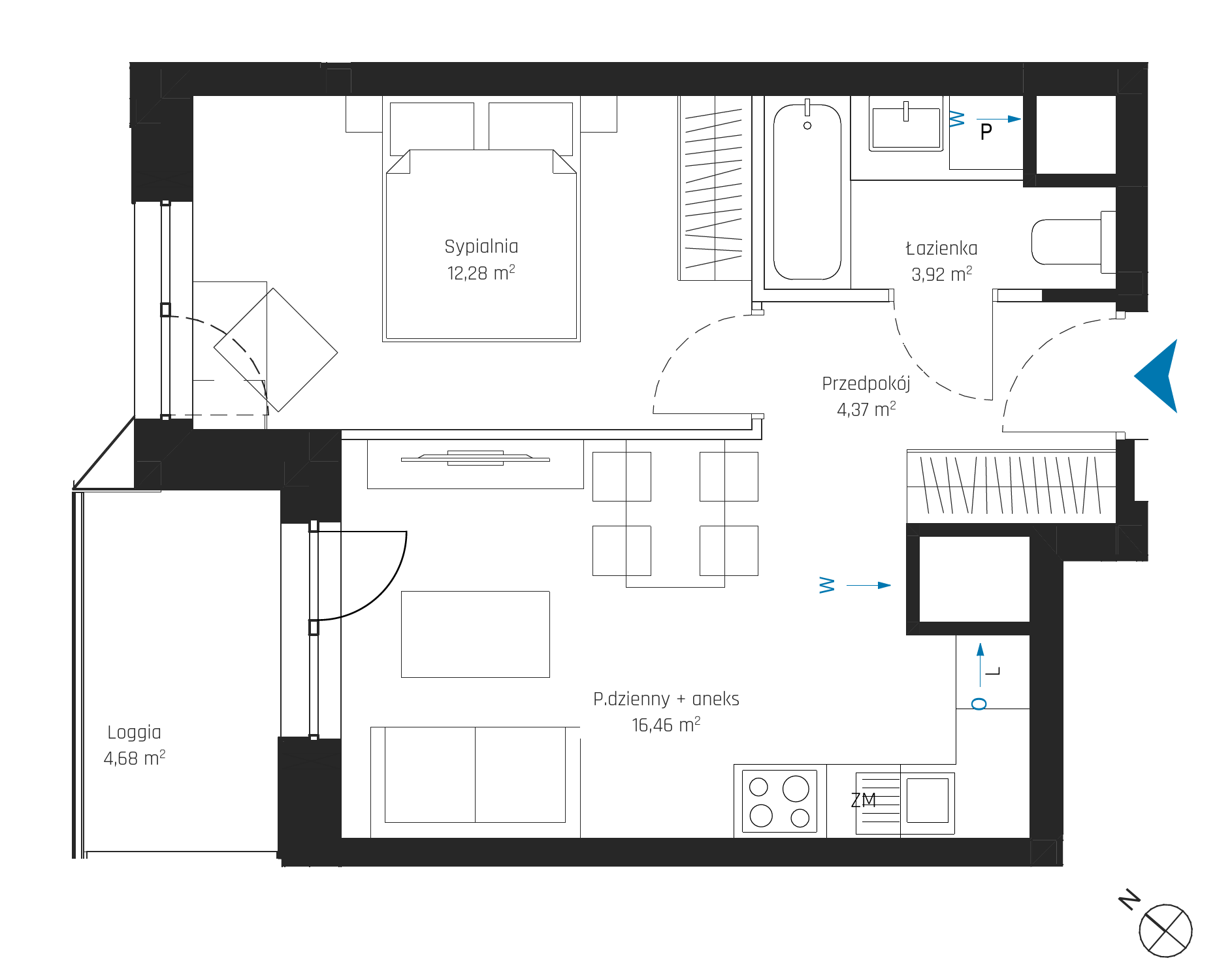 Plan 2 pok. 37m²
