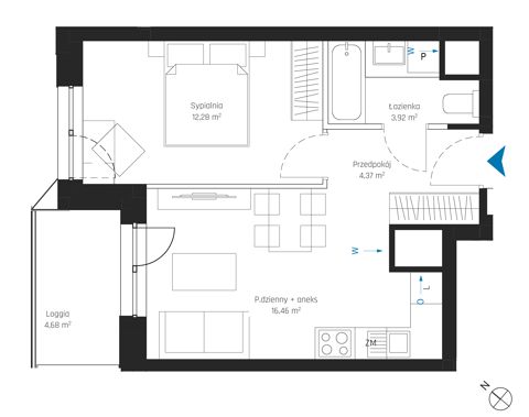 Plan 2 pok. 37m²