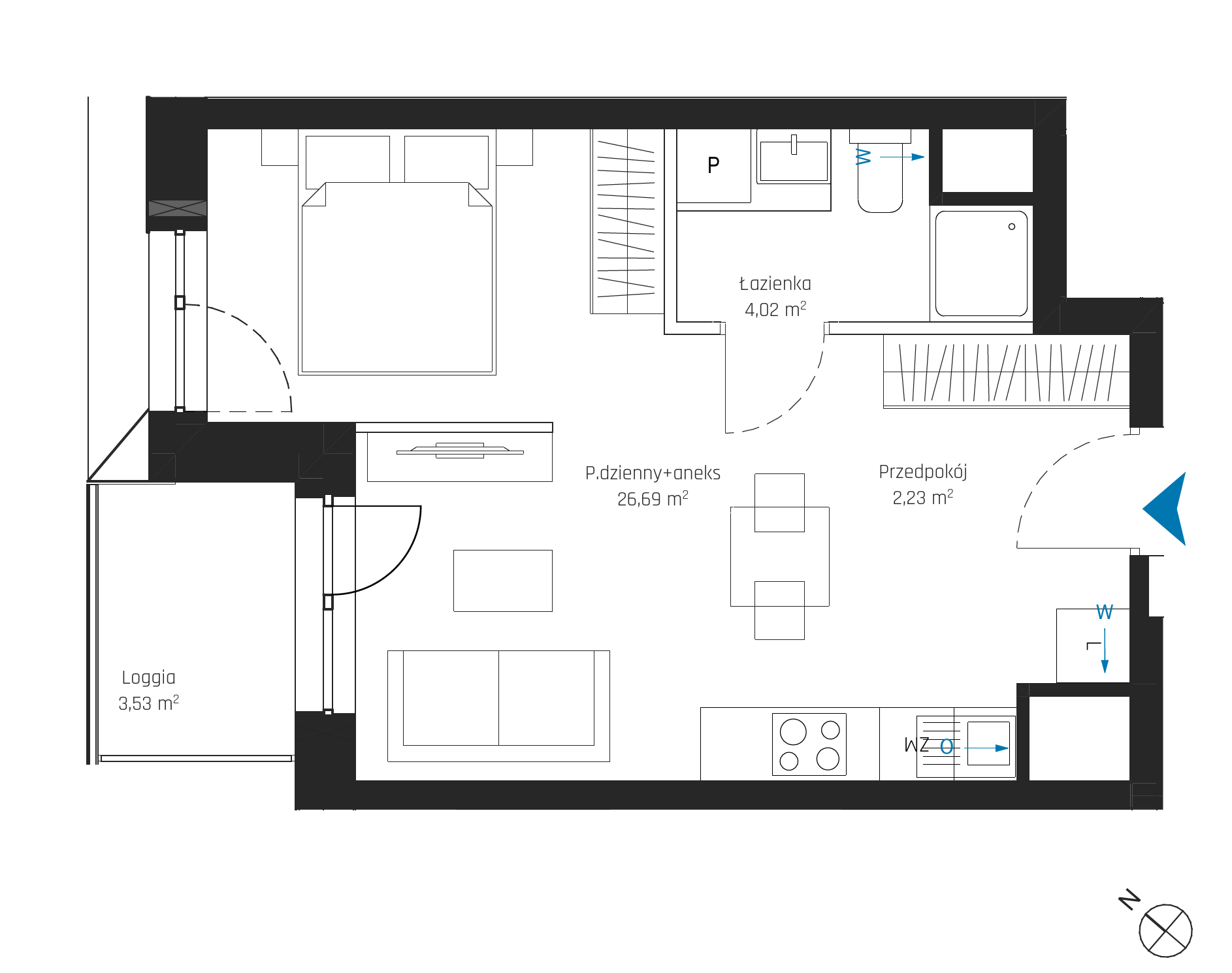 Plan 1 pok. 33m²