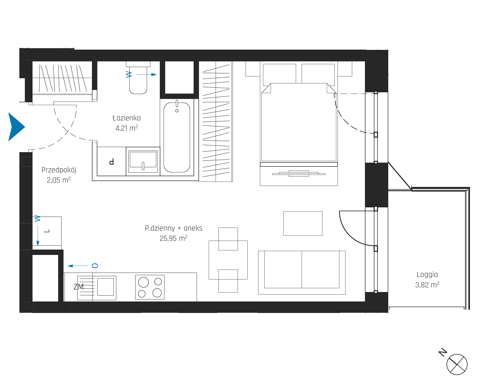 Plan 1 pok. 32m²
