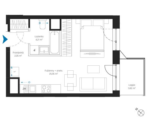Plan 1 pok. 32m²