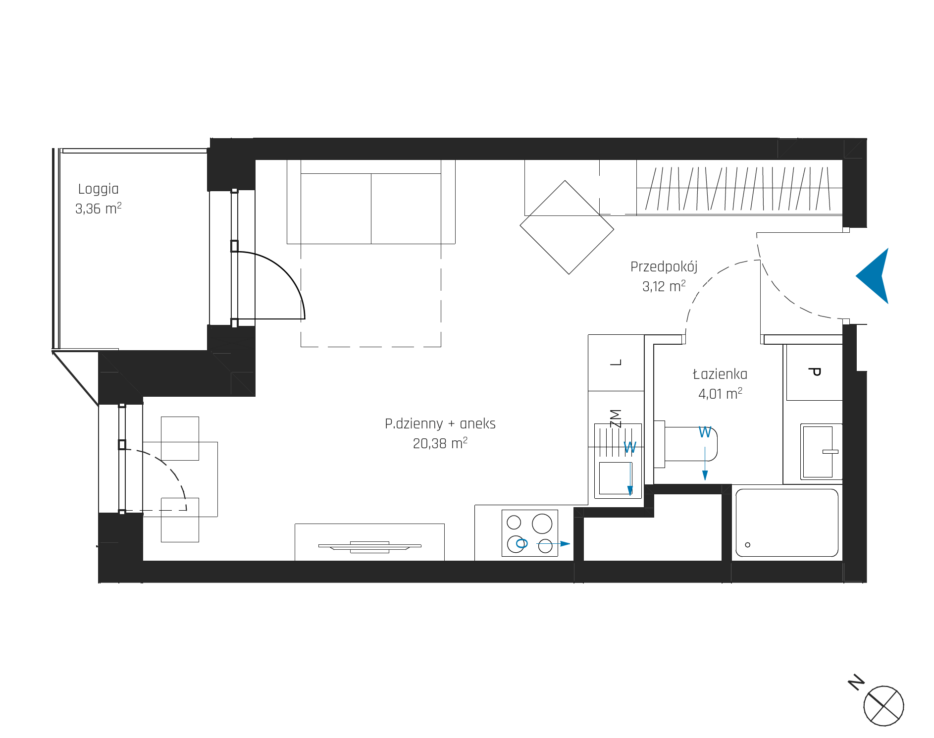 Plan 1 pok. 28m²