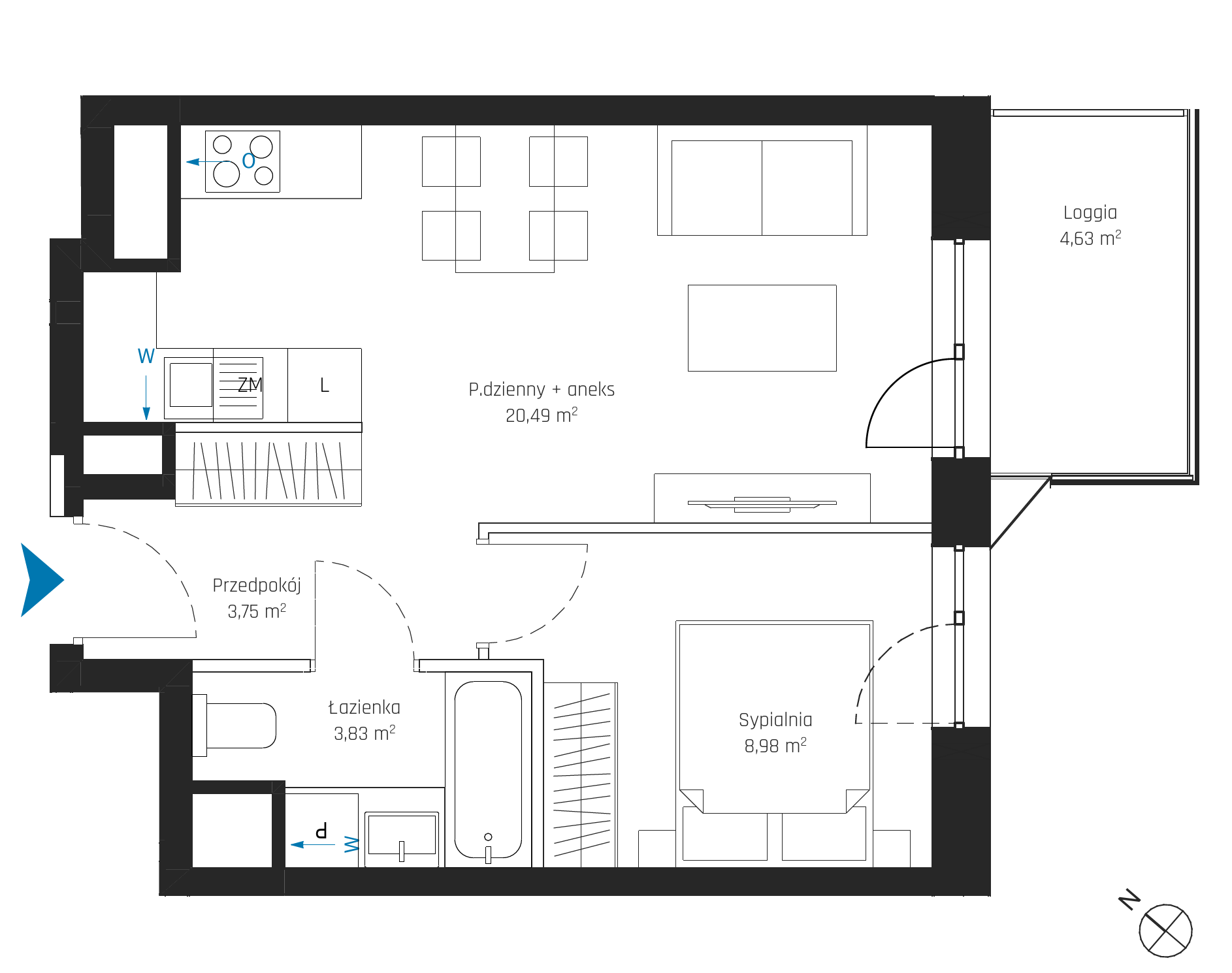 Plan 2 pok. 37m²