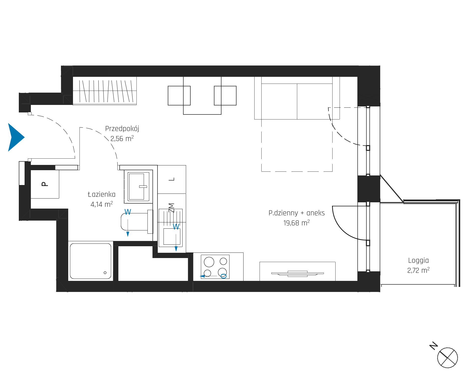 Plan 1 pok. 26m²