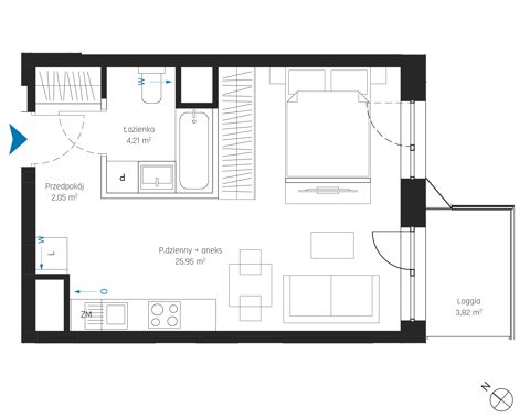 Plan 1 pok. 32m²