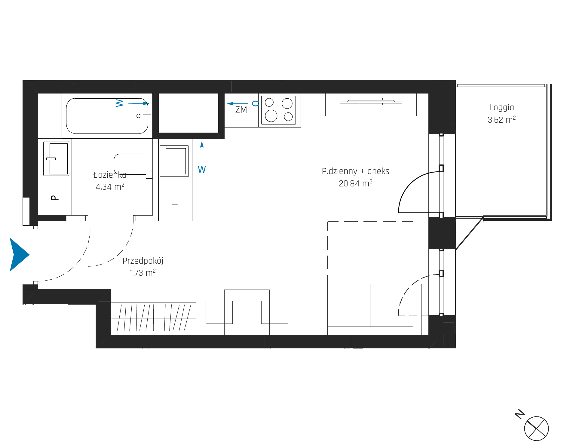 Plan 1 pok. 27m²