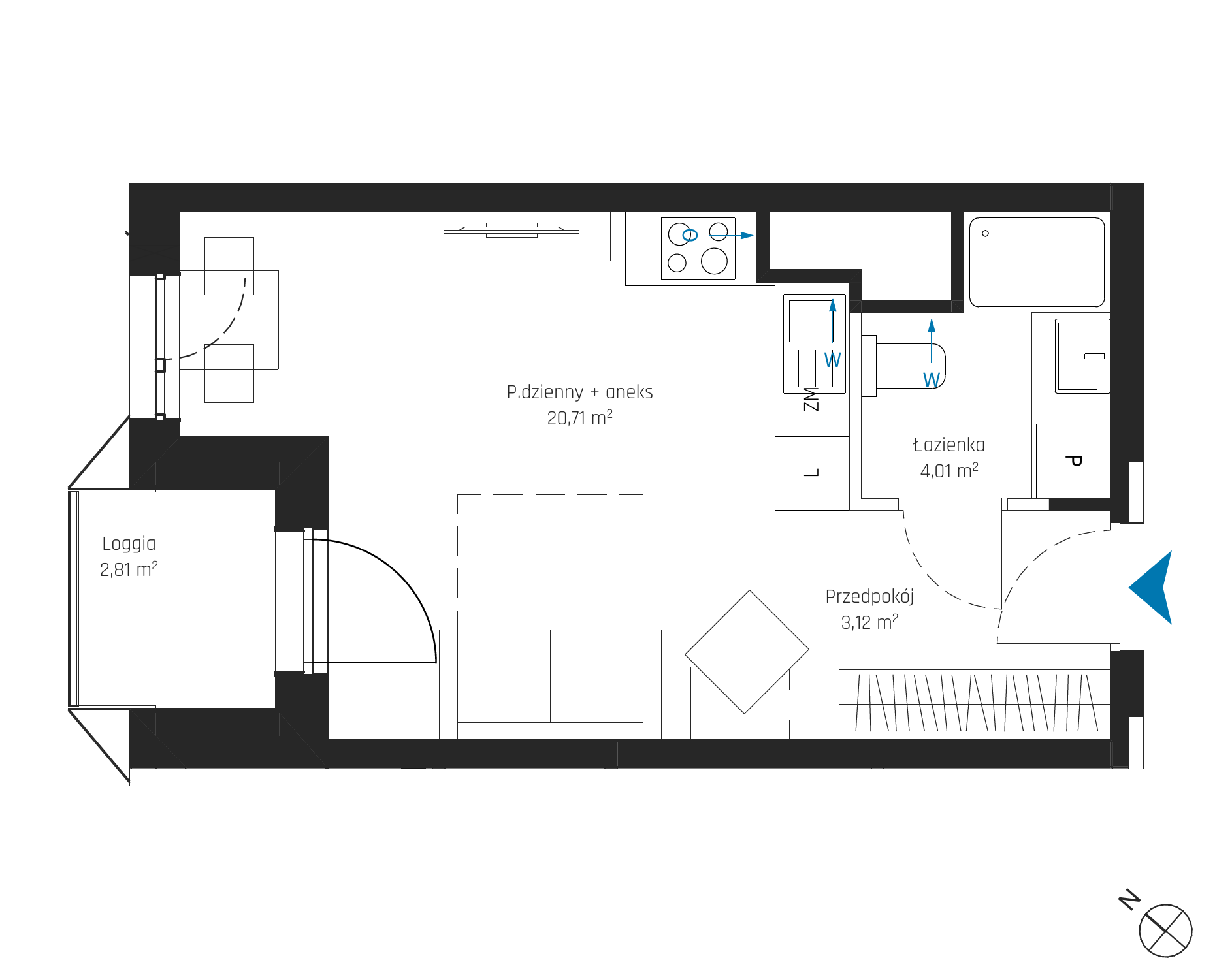 Plan 1 pok. 28m²