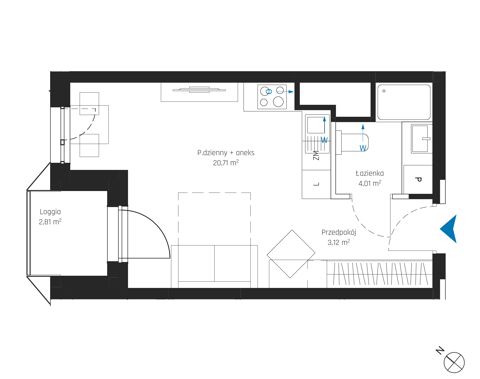 Plan 1 pok. 28m²