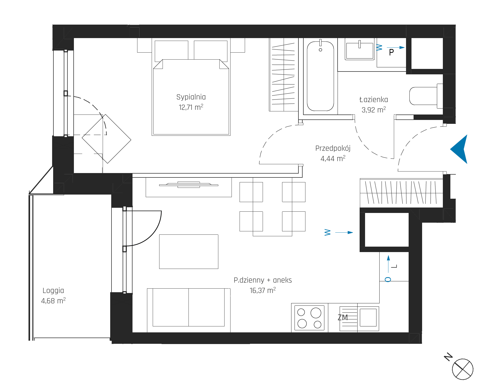 Plan 2 pok. 37m²