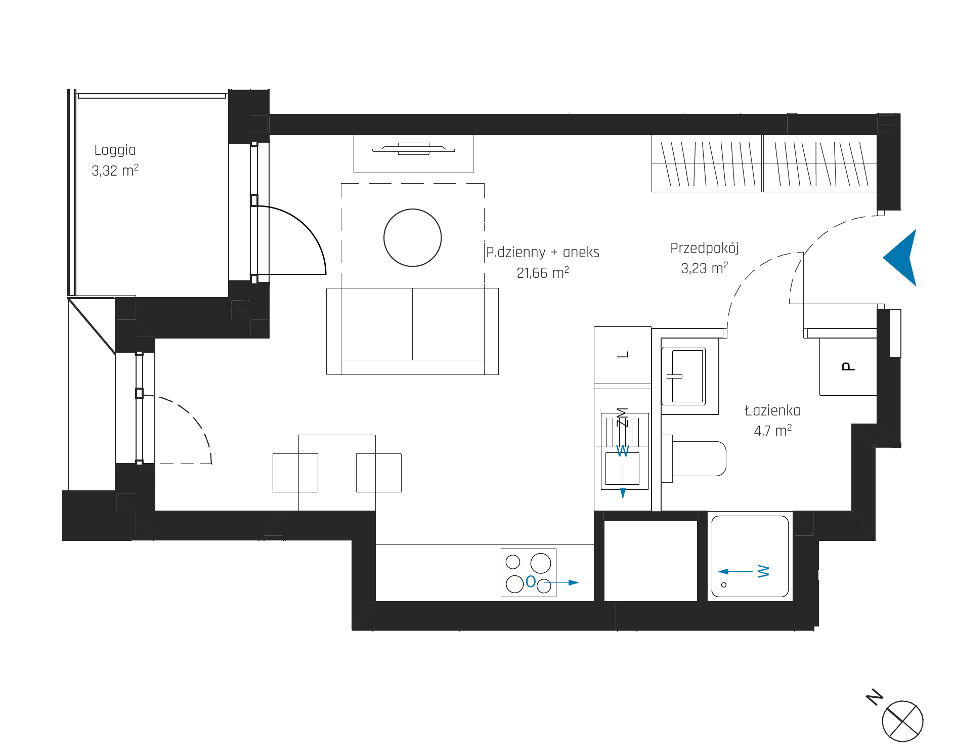 Plan 1 pok. 30m²
