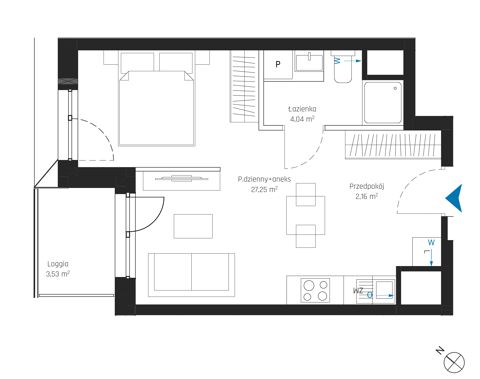 Plan 1 pok. 33m²