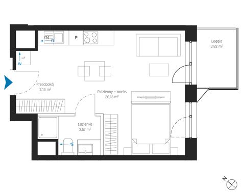 Plan 1 pok. 32m²