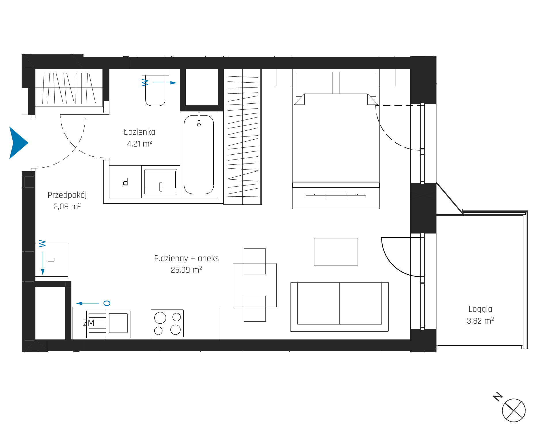 Plan 1 pok. 32m²