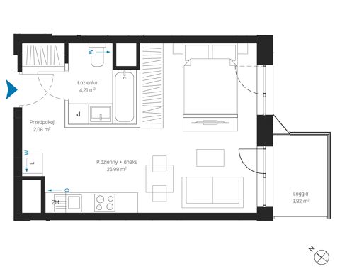 Plan 1 pok. 32m²