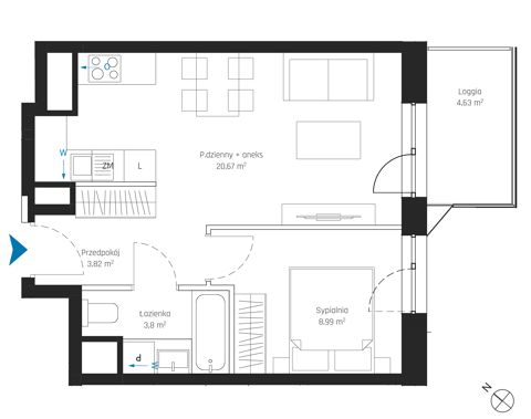 Plan 2 pok. 37m²