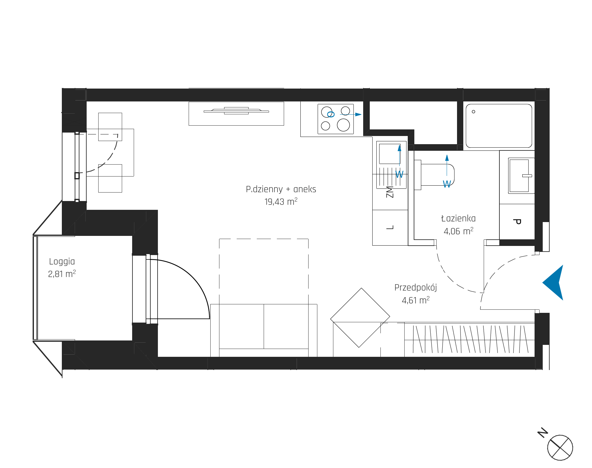 Plan 1 pok. 28m²
