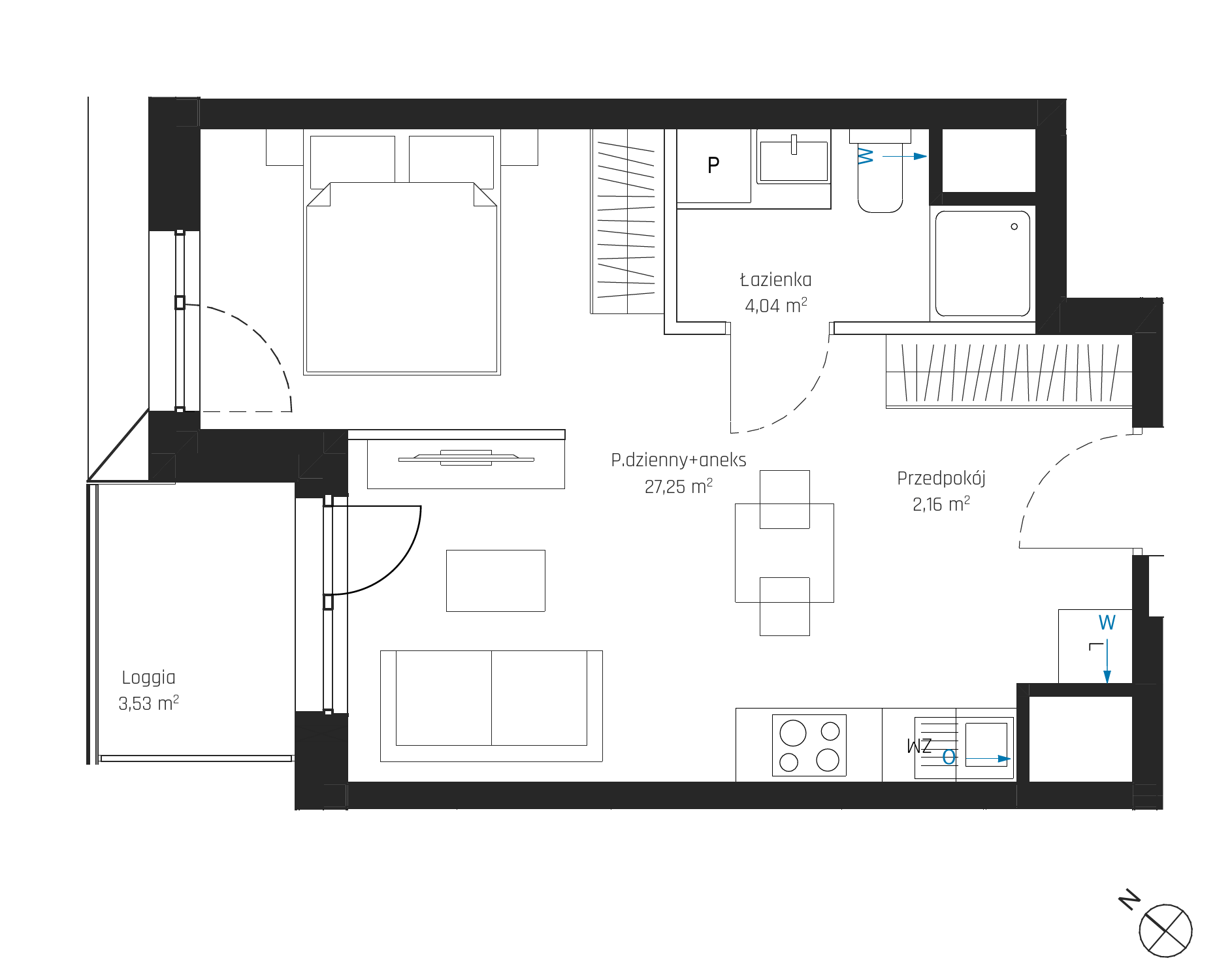 Plan 1 pok. 33m²